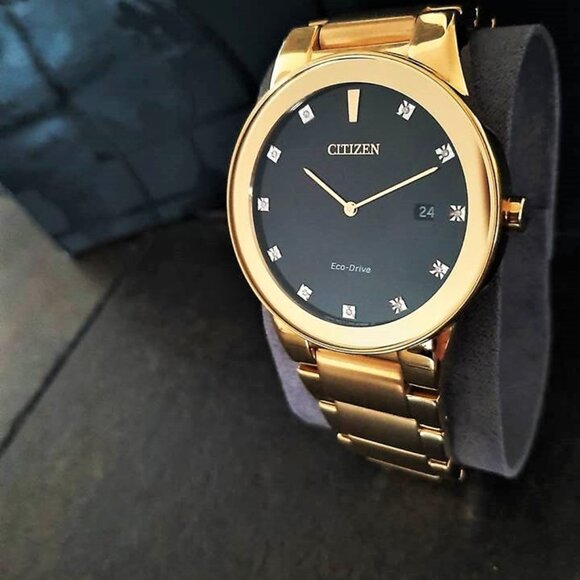 Citizen Men's AU1062-56G Gold Diamond Eco-Drive Watch - Picture 8 of 9